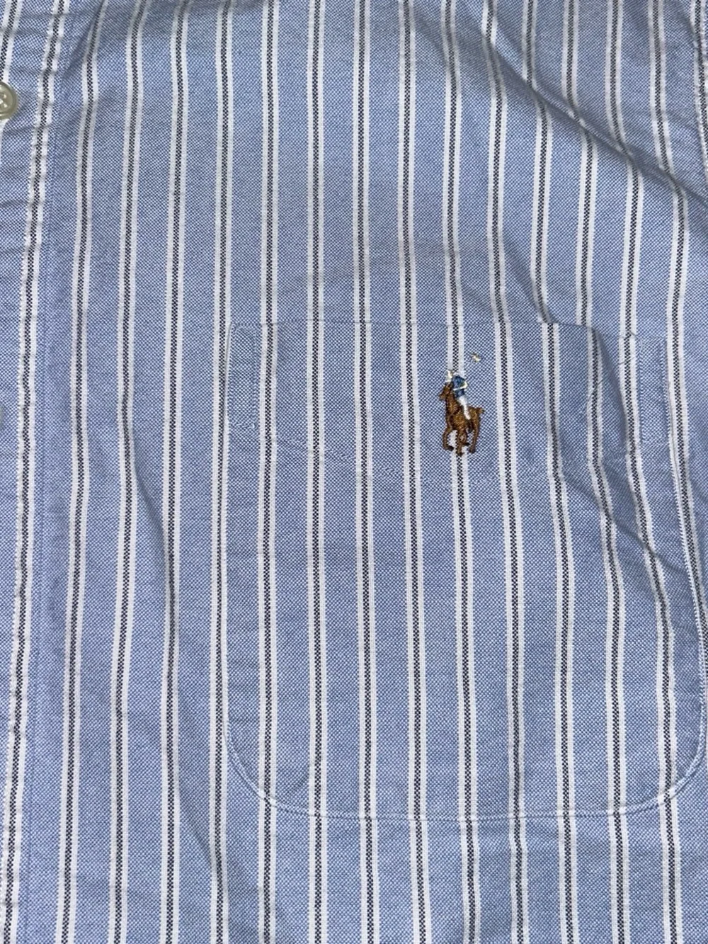 Polo Ralph Lauren Light Blue and White Striped Button-Down Shirt XL